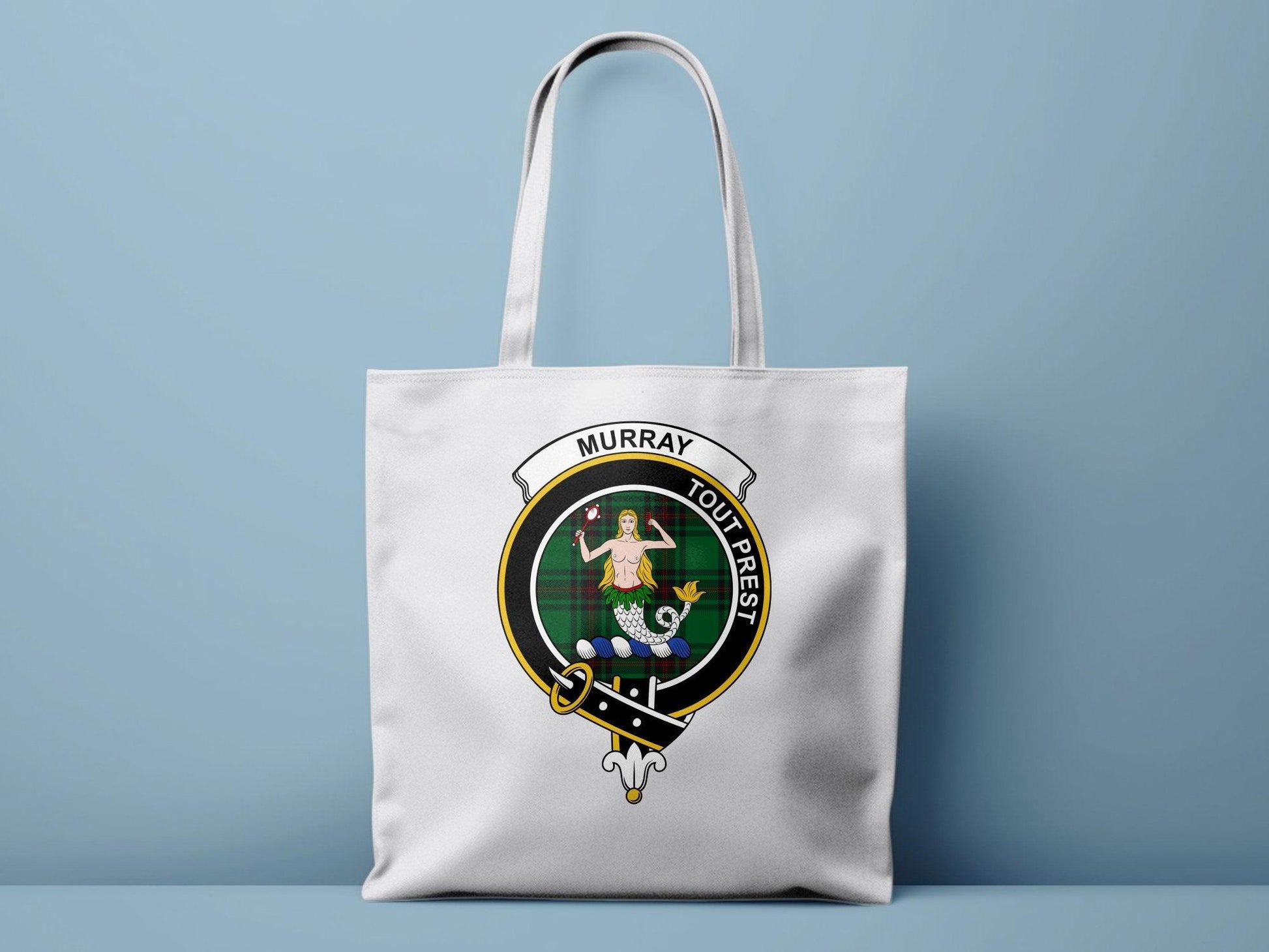 Murray Scottish Clan Crest Tartan Tote Bags - Celtic Ancestry Gifts
