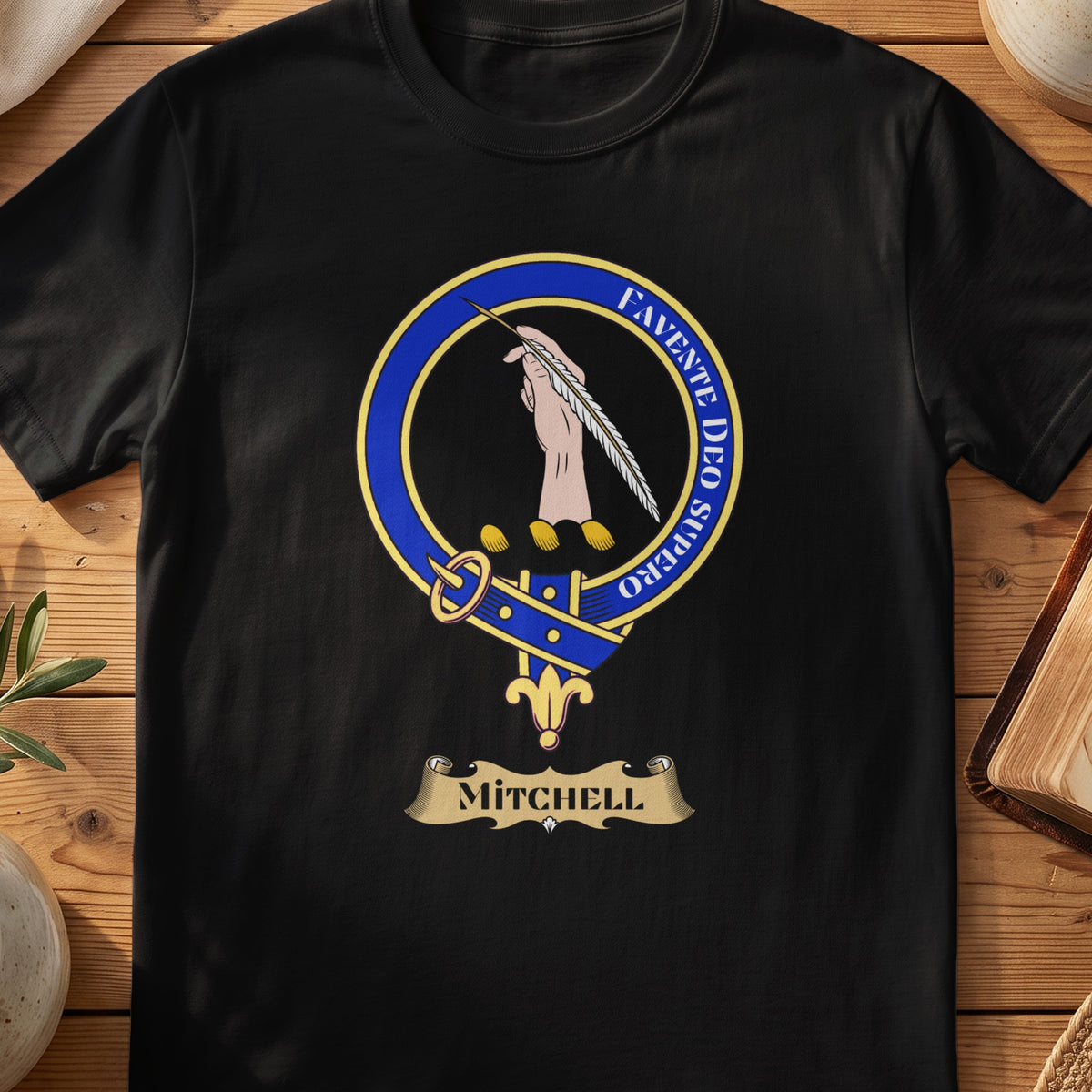Mitchell Family Crest Black T-shirt design