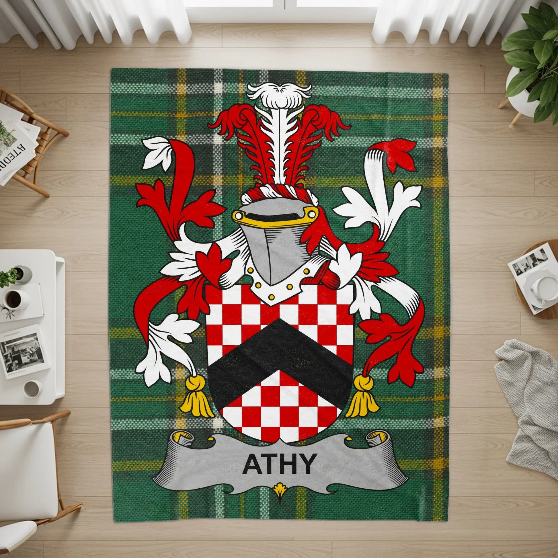 Athy Family Crest Tartan Rug Decorative Floor Accent product