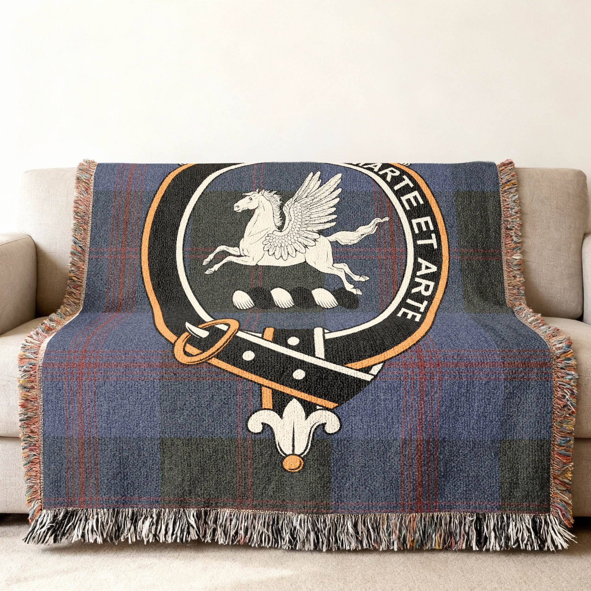 Comfortable Throw Blanket with Pegasus and Crest Design