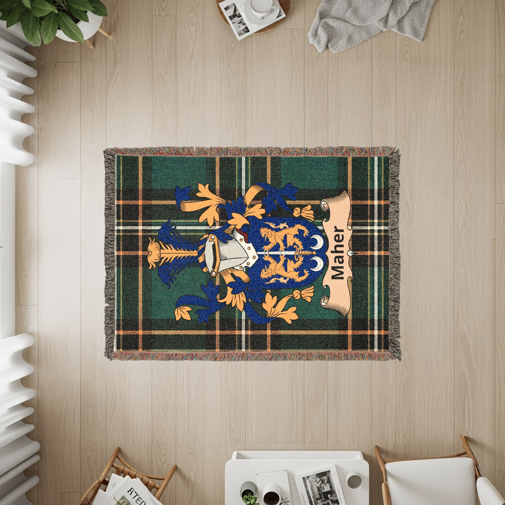 Maher Irish ancestry gift blanket with surname crest design