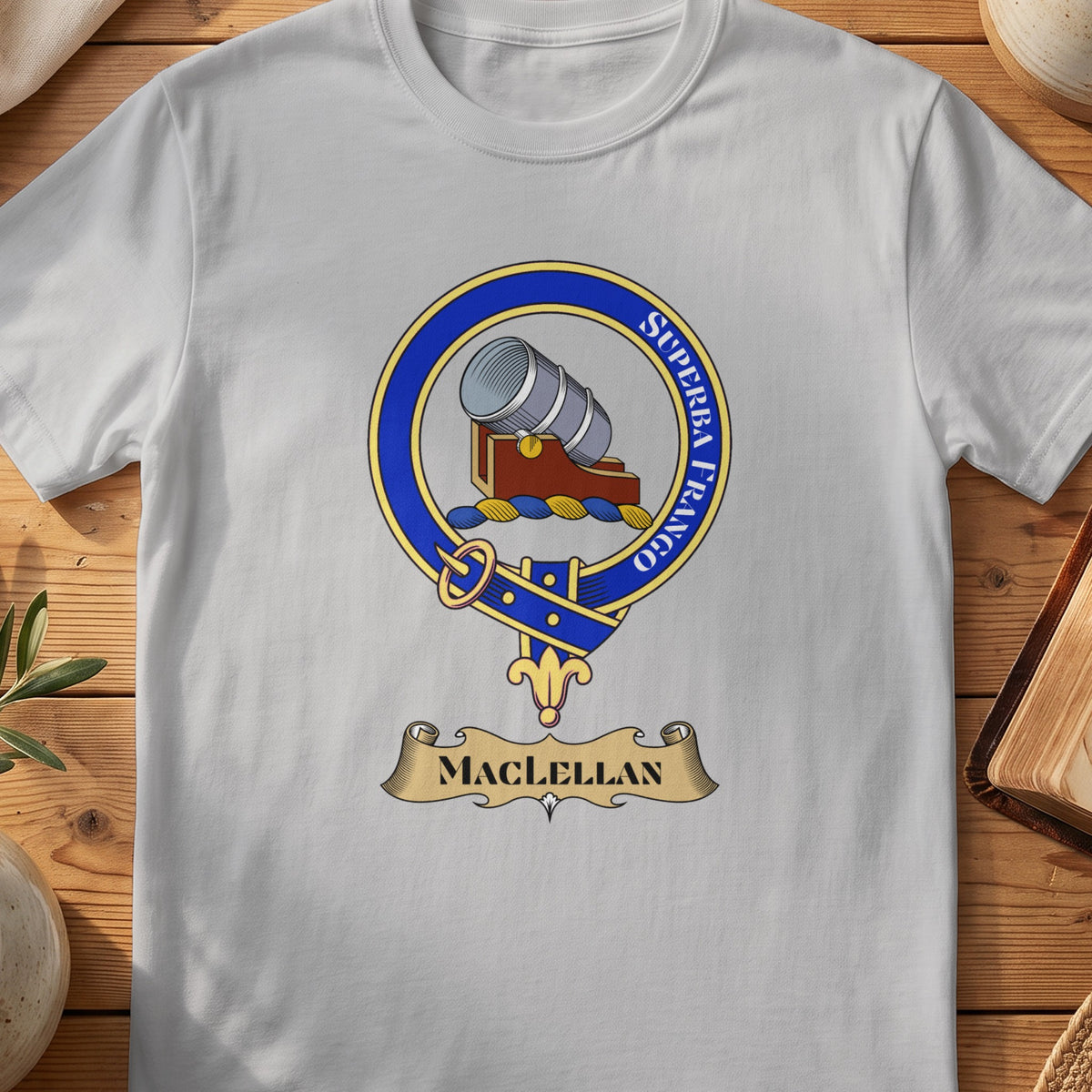 MacLellan Scottish clan crest T-shirt in Sport Grey