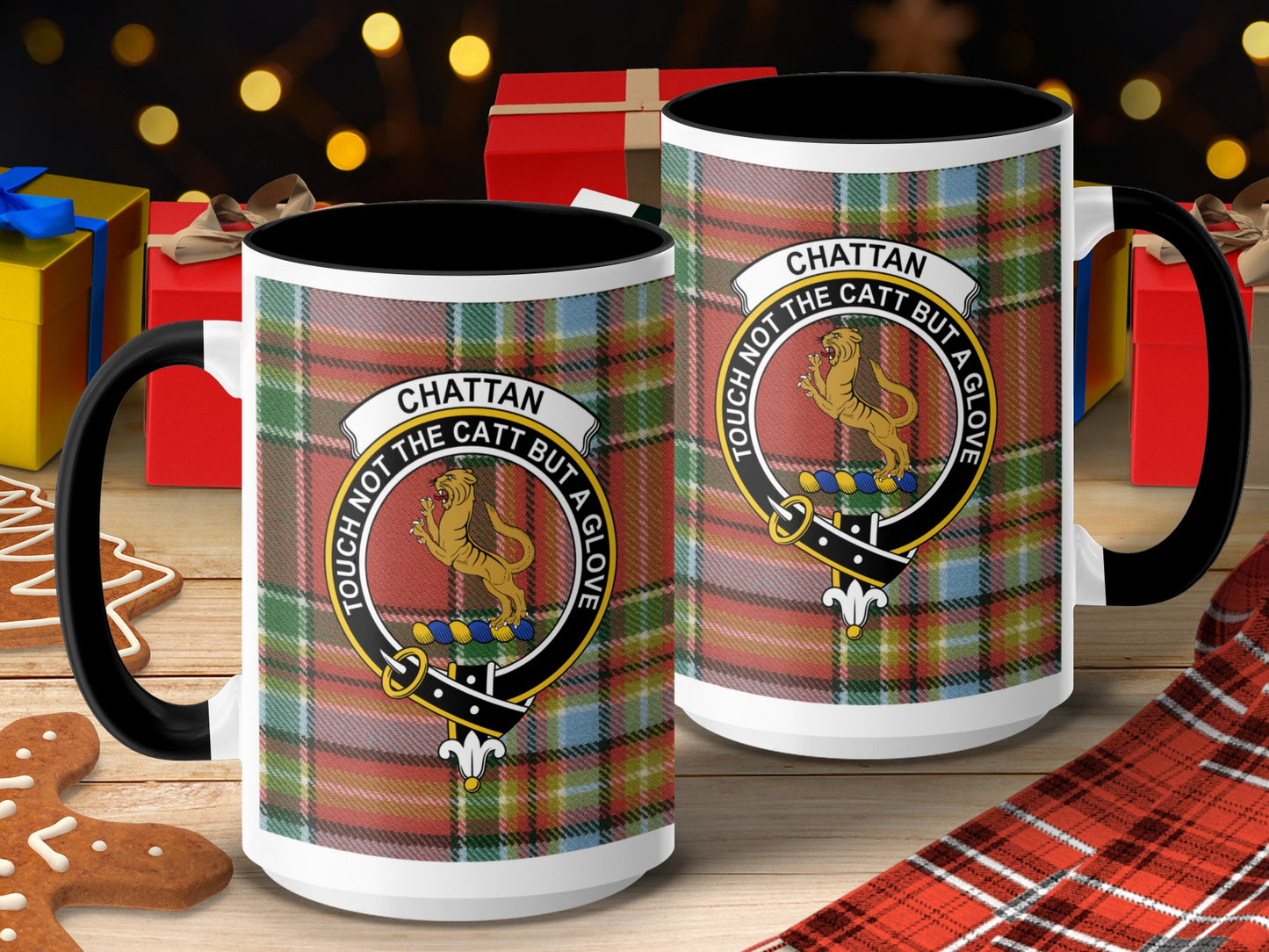 Clan Chatten Scottish Tartan Crest Coffee Mug - Living Stone Gifts