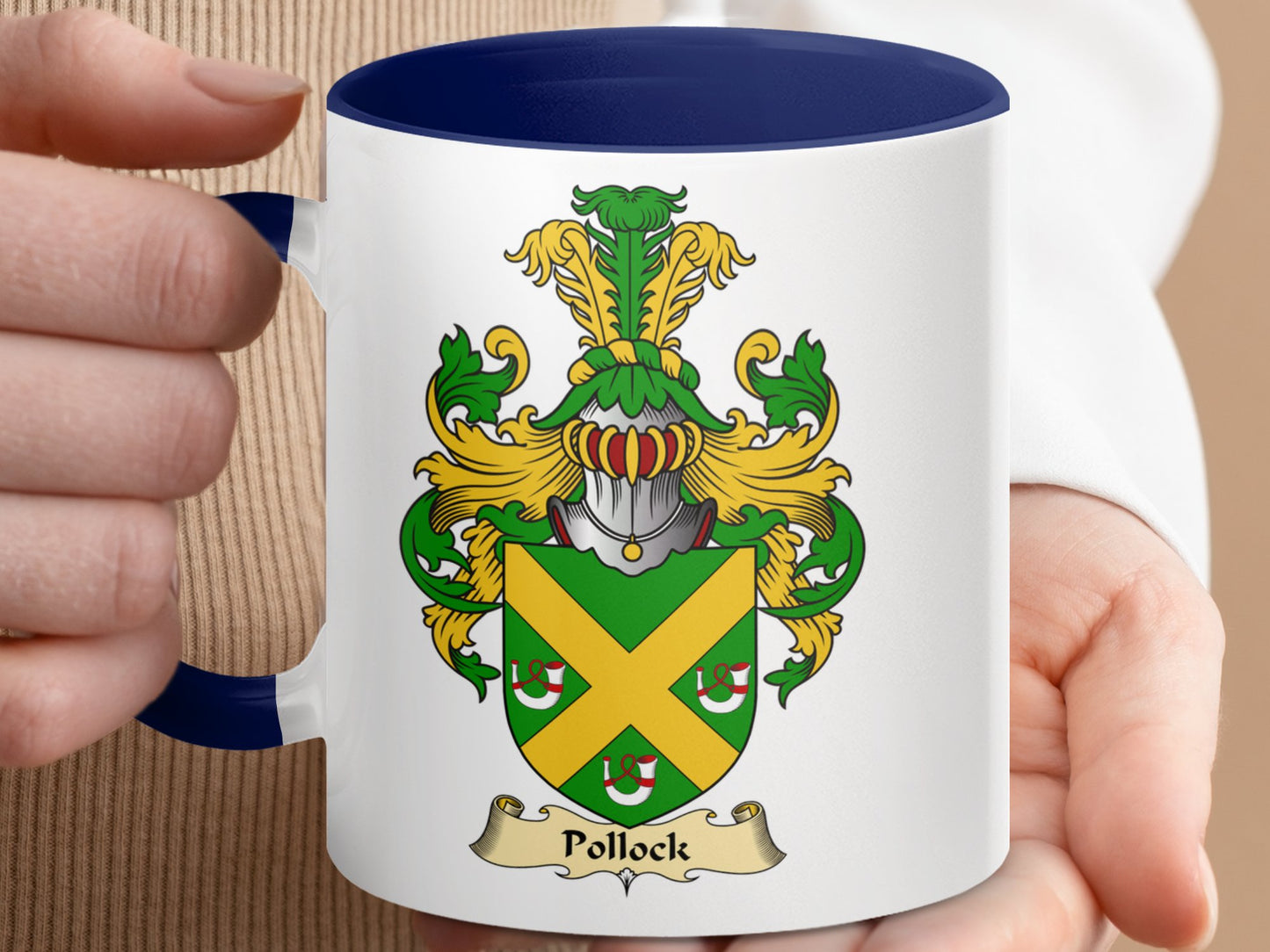 Pollock Scottish Clan Surname Coat of Arms Mug - Living Stone Gifts