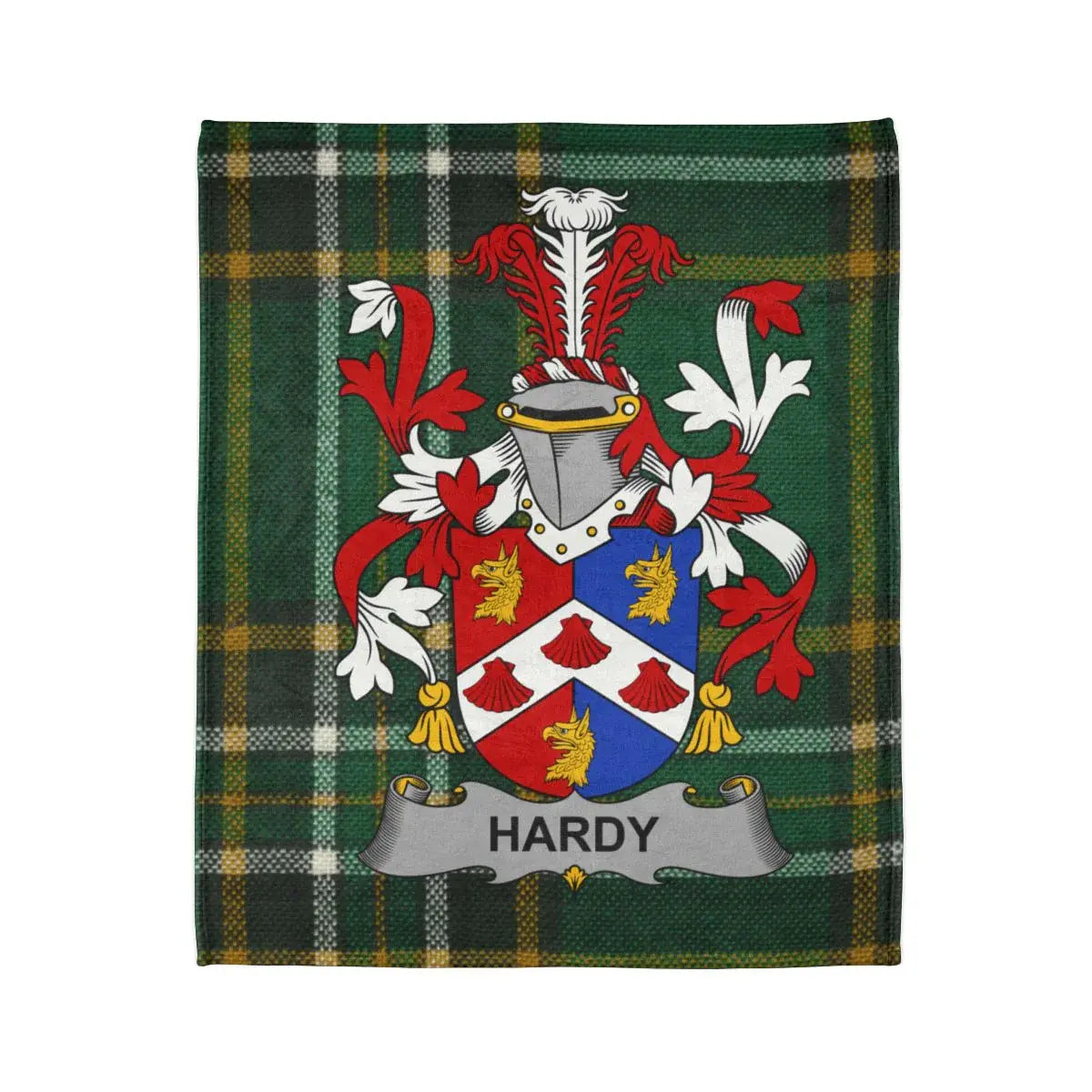 Hardy Family Crest and Shield on Green Plaid product