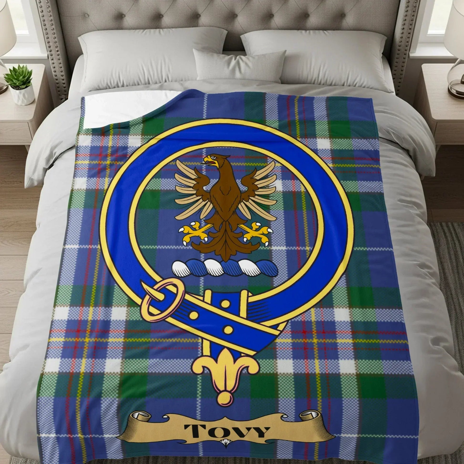 Blue Tovy Crest Plaid Patterned Blanket product