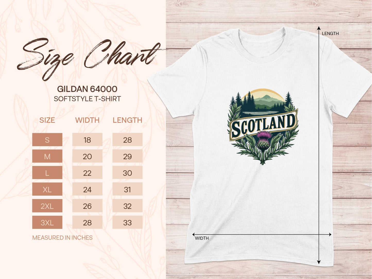 Scenic Scotland Emblem with Thistle Graphic T-Shirt - Living Stone Gifts