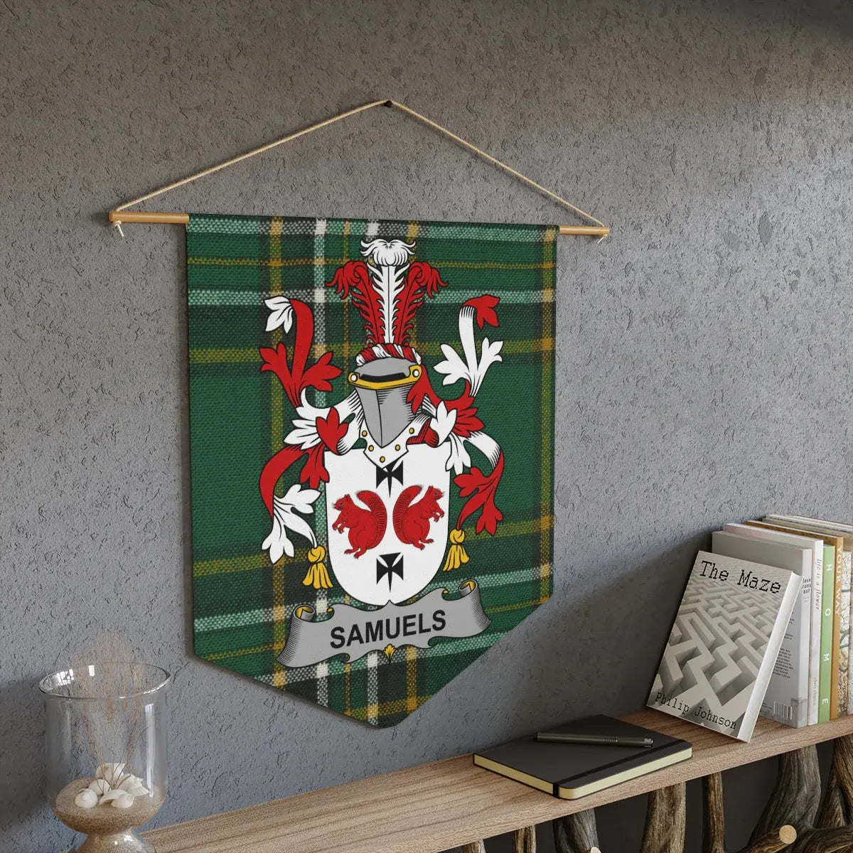 Samuels Family Crest On Green Shield product