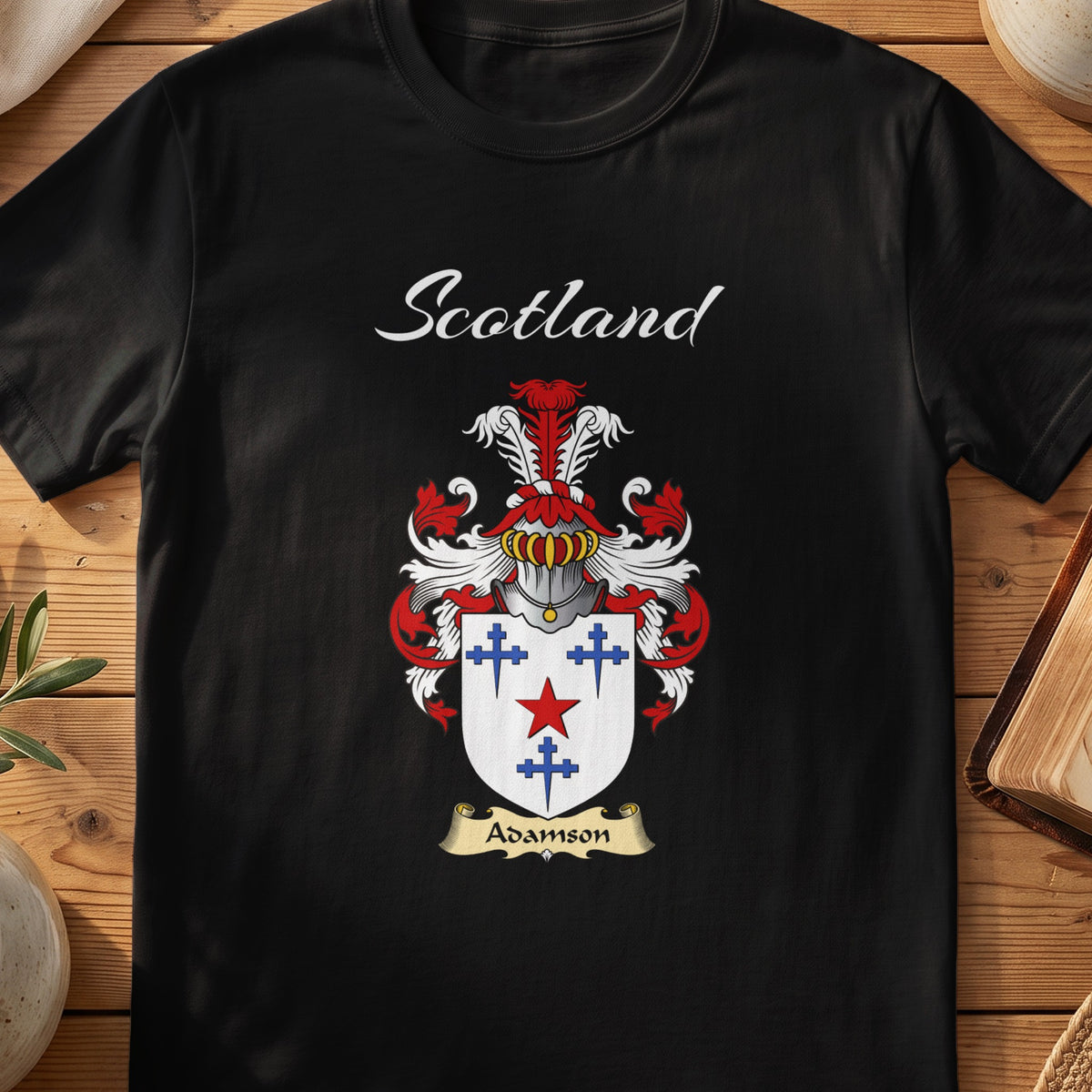Adamson Scottish family shield T-shirt in Black