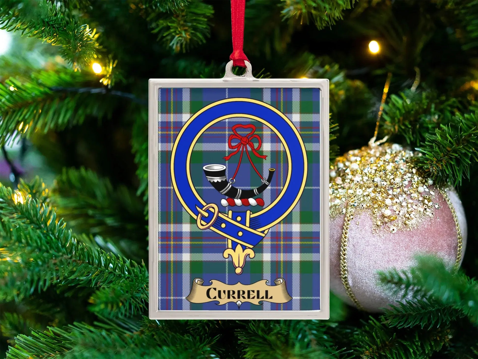 Festive Christmas Plaid Pattern Personalized Ornament product type