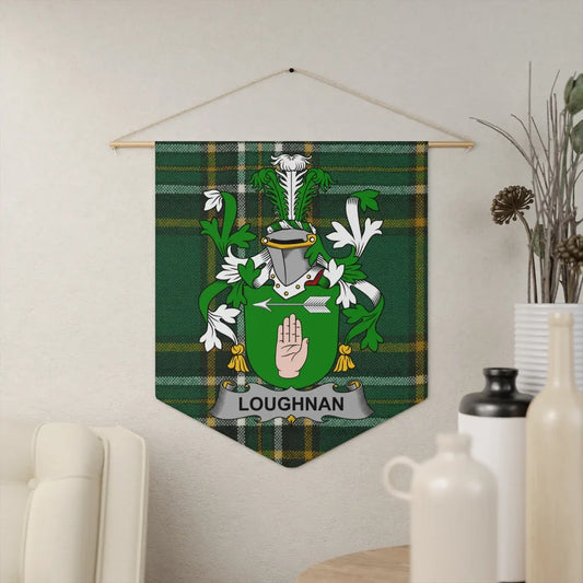 Loughnan Family Crest Tartan Design Wall Hanging product