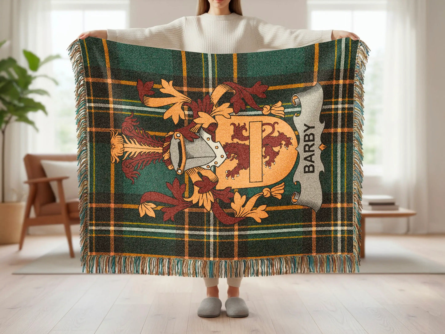 Barby D Crest Tartan Plaid Woven Blanket product type