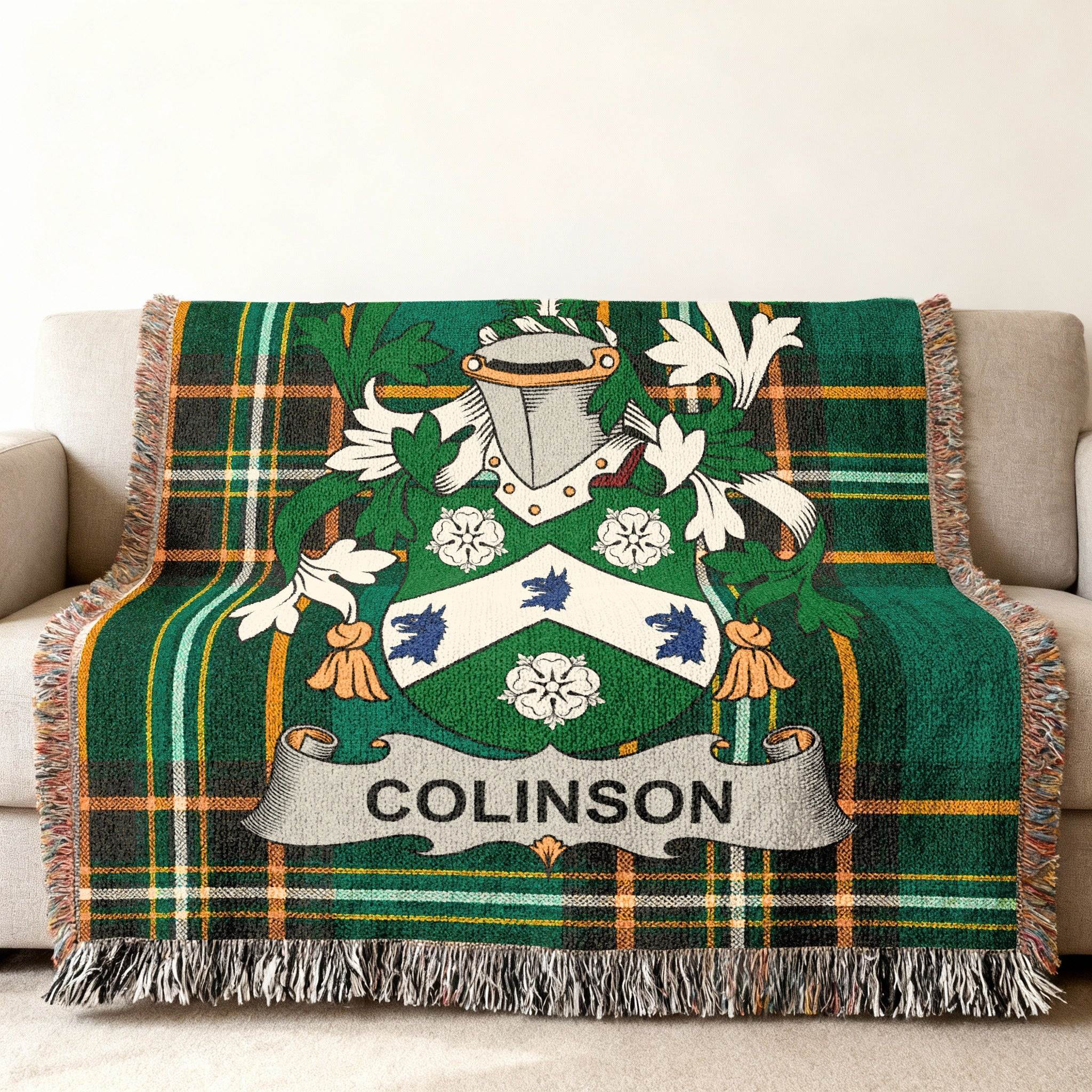COLINSON Family Crest Green Plaid Throw Blanket product type