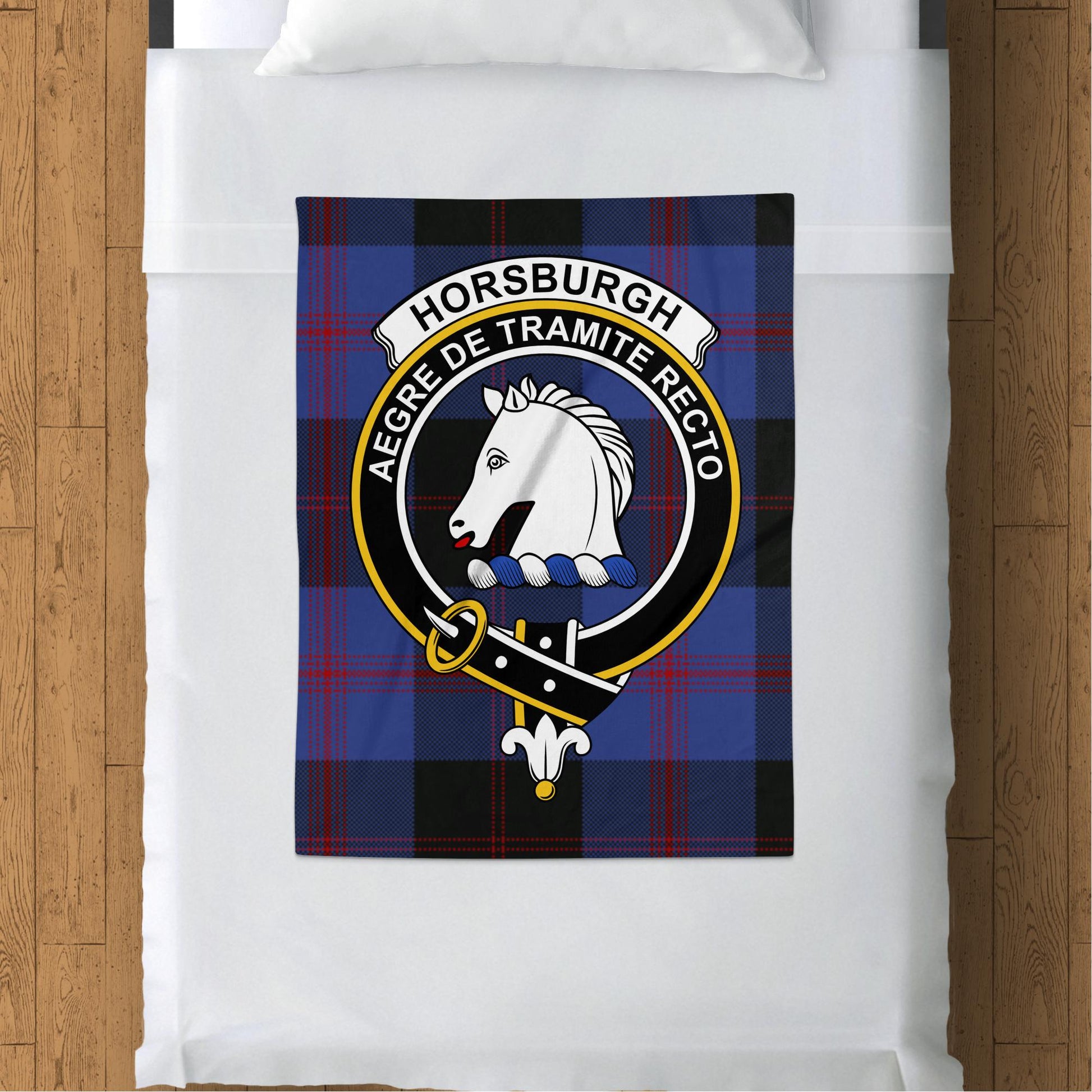 Scottish Clan Horsburgh Crest Tartan Blanket - Living Stone Gifts