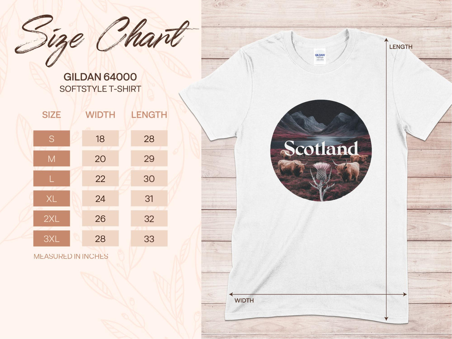 Scenic Scotland Highland Cow and Thistle T-Shirt - Living Stone Gifts