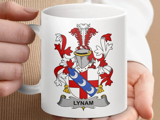 Lynam Surname Irish Family Crest Mug - Celtic Ancestry Gifts