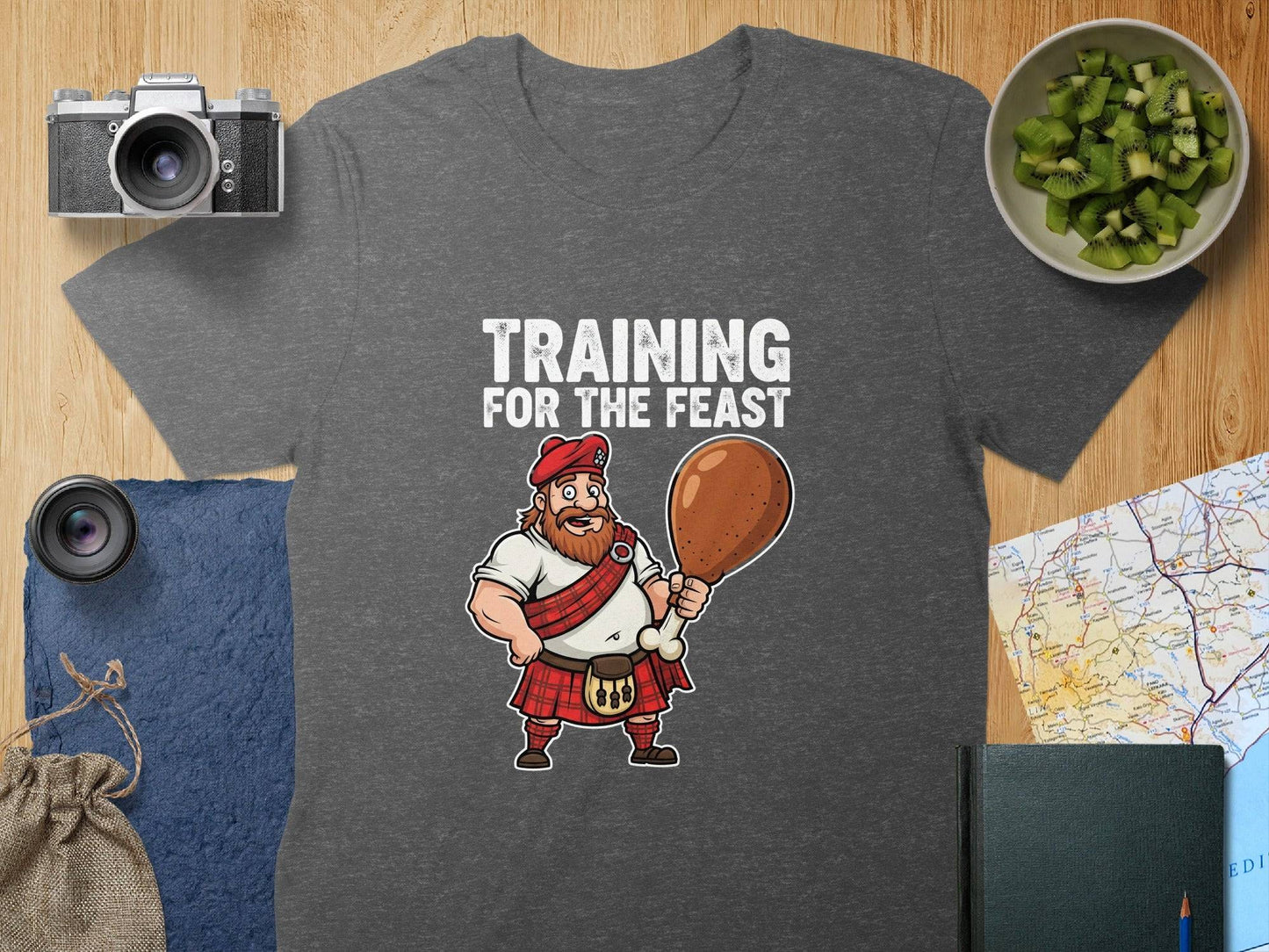 Training For The Feast Scottish Highlander With Meat T-Shirt