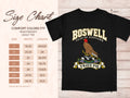 Comfort Colors 1717 size chart in inches with a black Boswell clan crest T-shirt preview