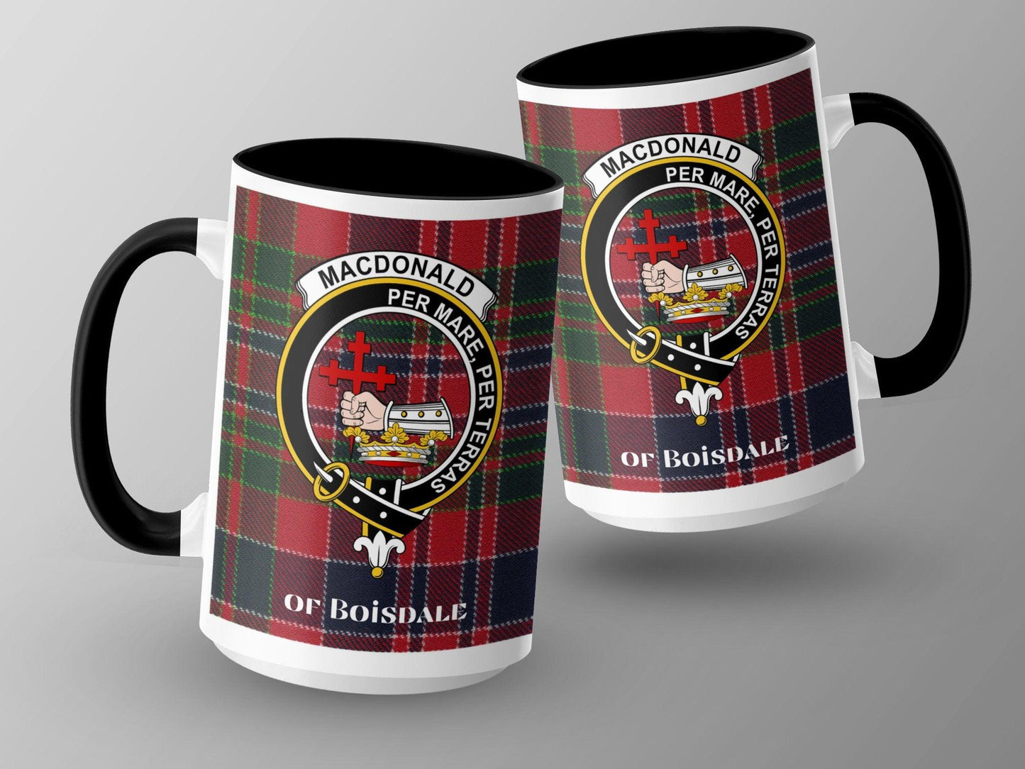 MacDonald Of Boisdale Clan Crest Tartan Plaid Mug - Living Stone Gifts