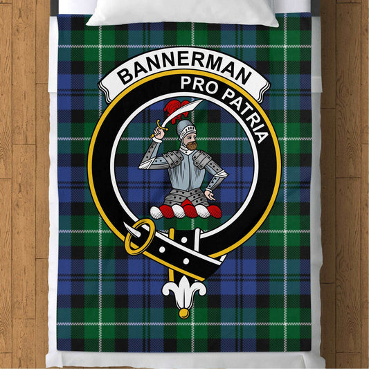 Bannerman Clan Scottish Tartan Crest Throw Blanket - Living Stone Gifts