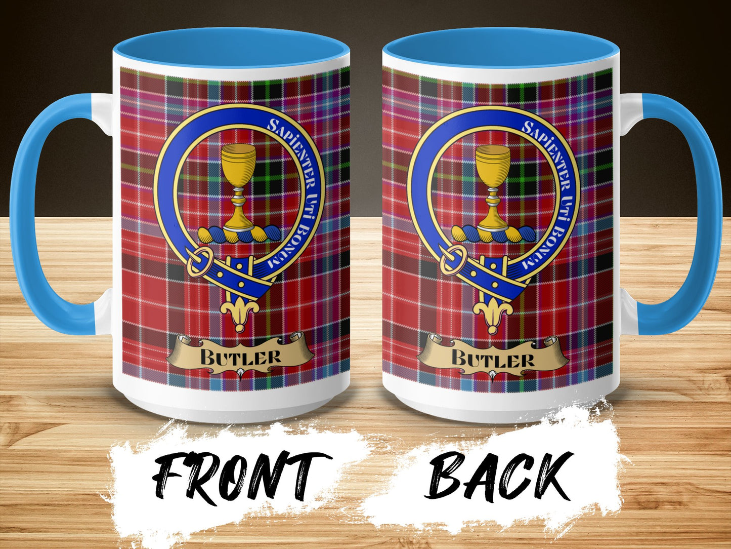 Clan Butler Personalized Plaid Tartan Pattern Mug - Living Stone Gifts