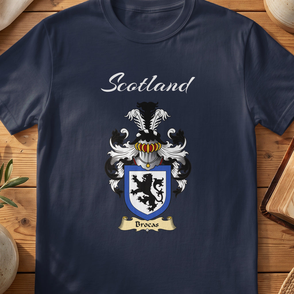 Brocas Scottish family shield T-shirt in Navy