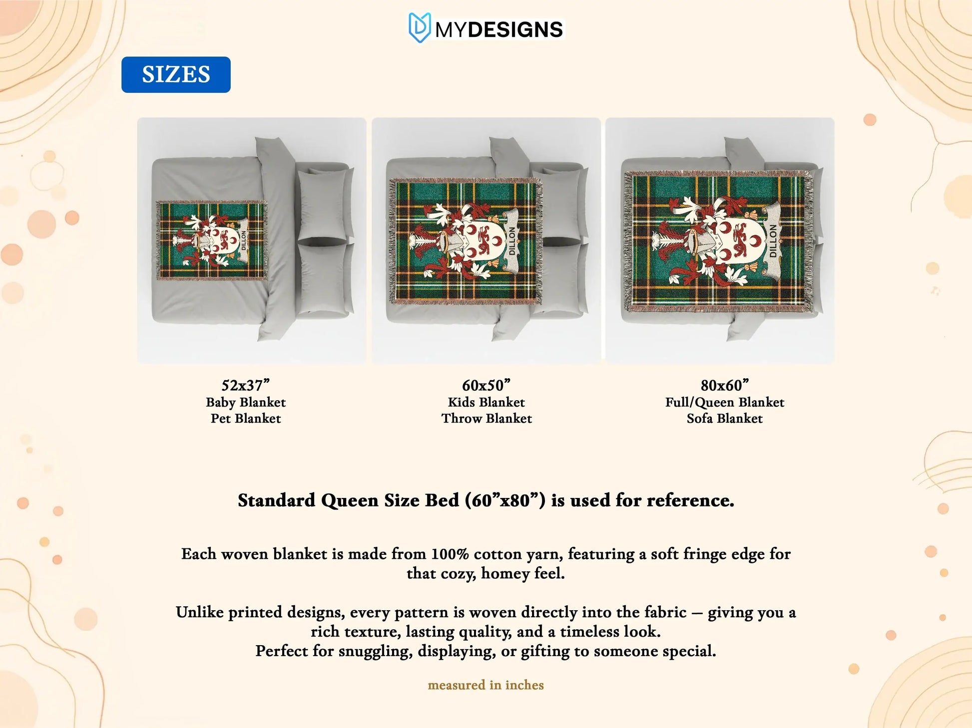 Dillon Family Crest Plaid Pattern Woven Blanket product type