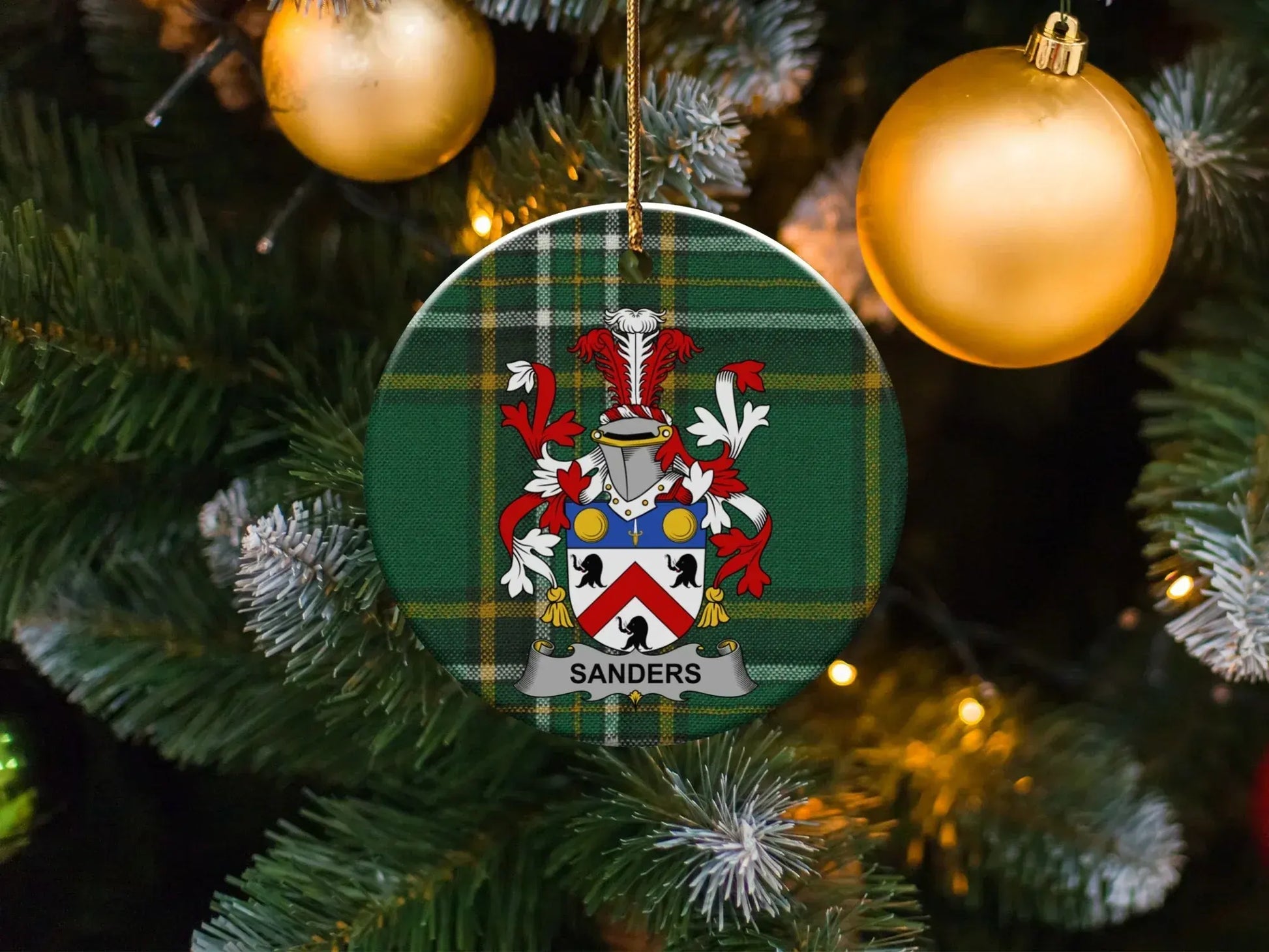 Custom Family Name Tartan Plaid Christmas Ornament product