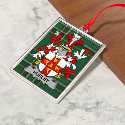 Heraldic Family Crest Ornament with Hurley coat of arms product type