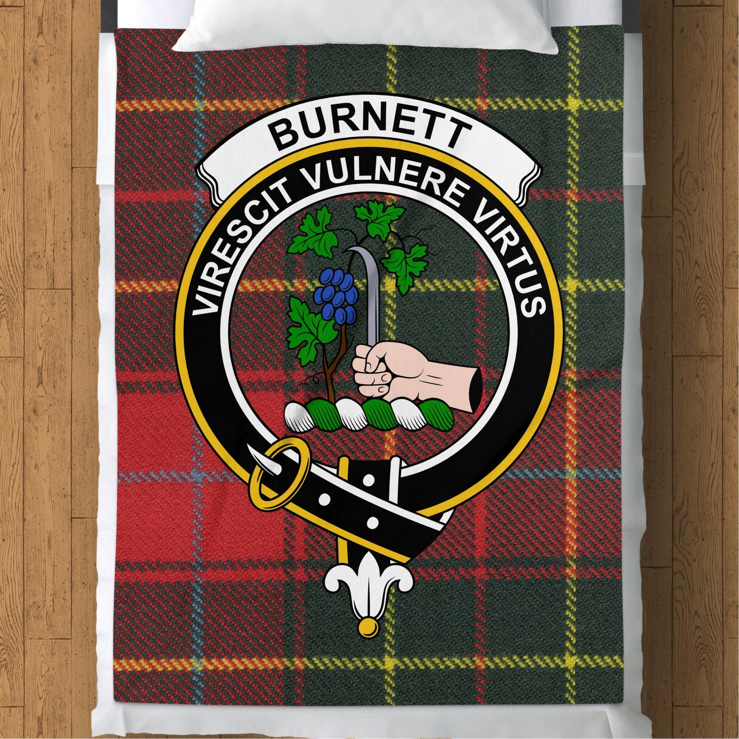 Burnett Clan Crest Scottish Tartan Throw Blanket - Living Stone Gifts