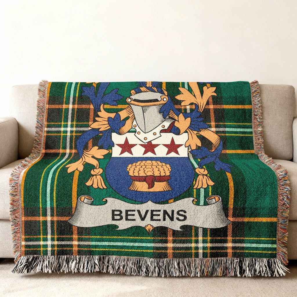 Bevens Name Crest Tartan Plaid Fringe Accent Throw product type