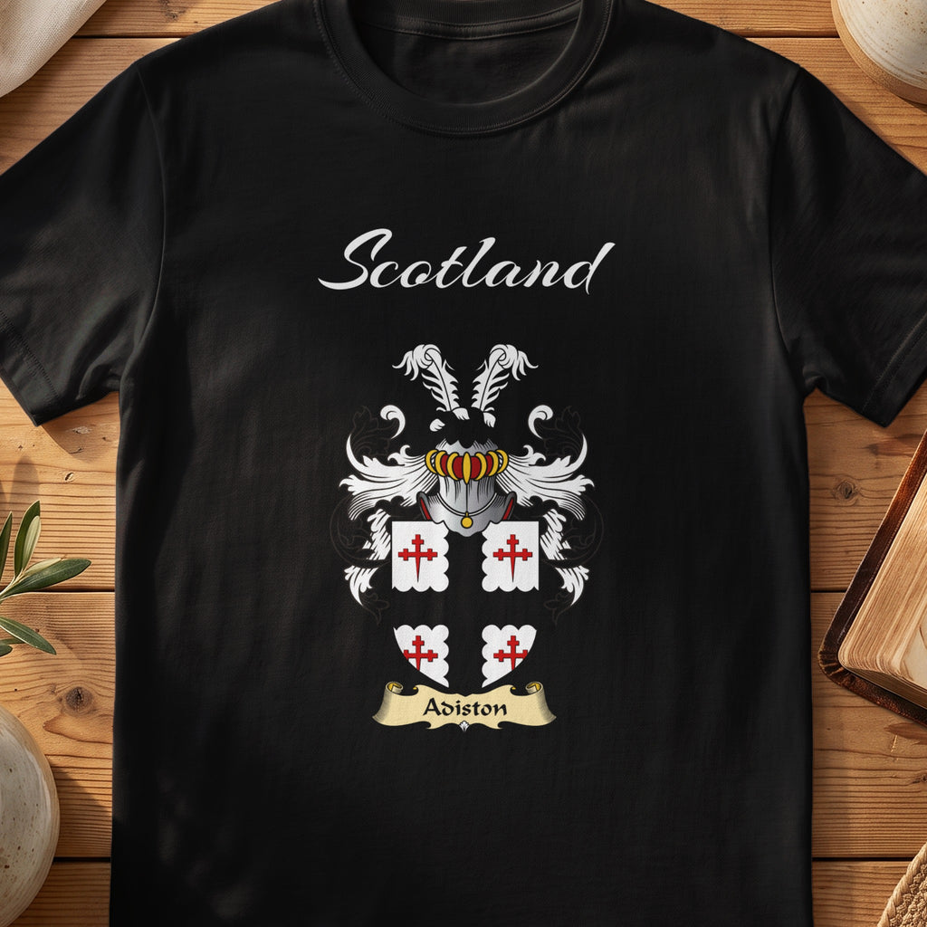 Adiston Scottish family shield T-shirt in Black