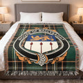 MacLysaght Irish National Tartan woven blanket with family crest emblem