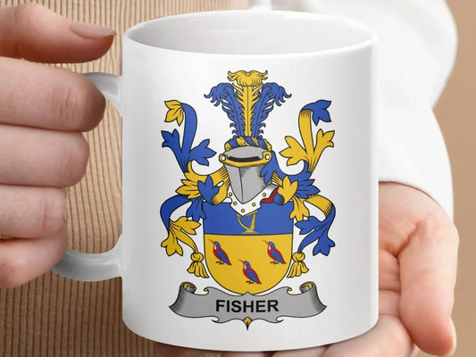 Fisher Surname Irish Family Crest Mug - Celtic Ancestry Gifts