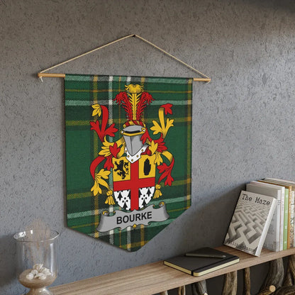 Bourke Family Crest Wall Decor Tartan Pattern Banner product