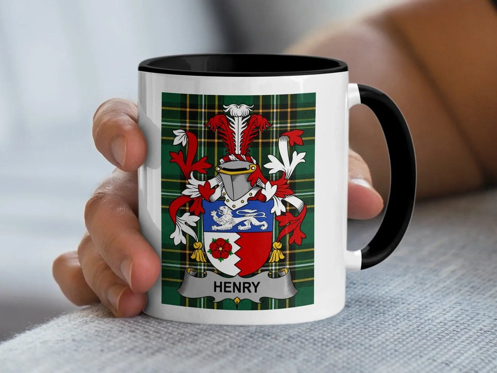 Henry Irish family crest black accent mug