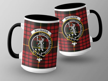 MacQueen Scottish Clan Crest Tartan Design Mug - Living Stone Gifts