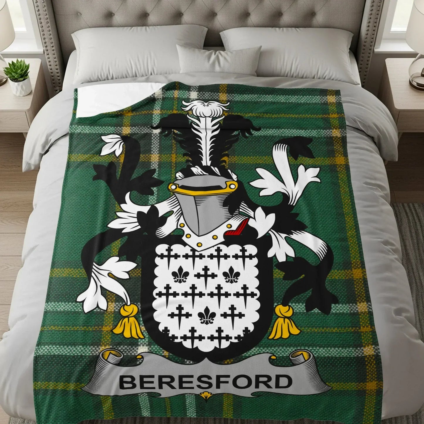 Custom Family Crest Plaid Pattern Blanket product type