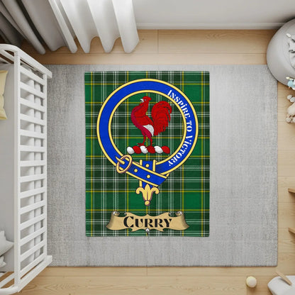 Personalized Green Plaid Rooster Design Rug product