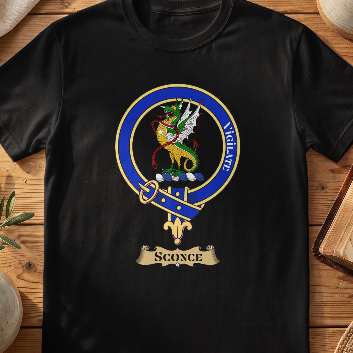Sconce Scottish clan crest T-shirt in Black