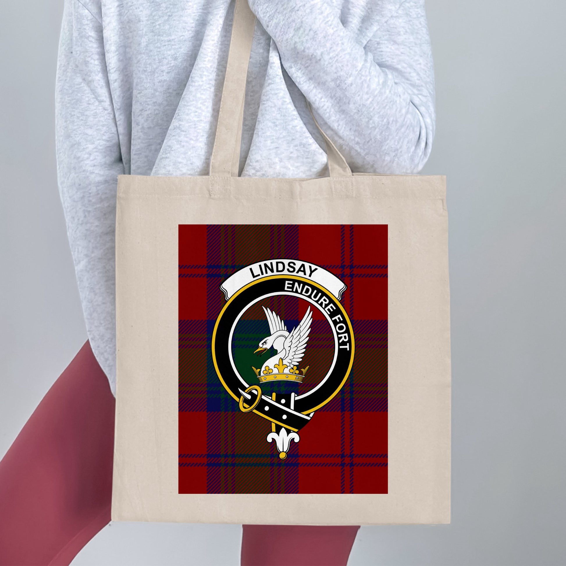 Clan Lindsay Crest Scottish Tartan Tote Bag - Living Stone Gifts