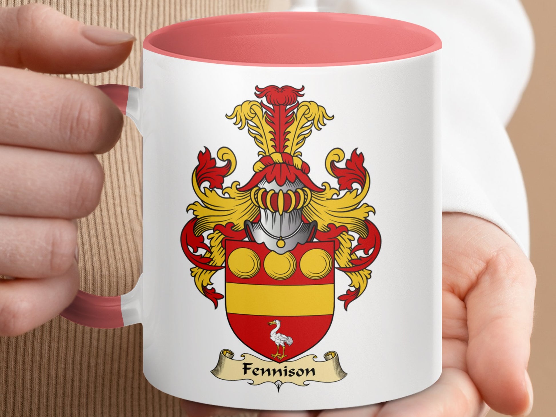 Clan Fennison Scottish Coat of Arms Accent Coffee Mug - Living Stone Gifts