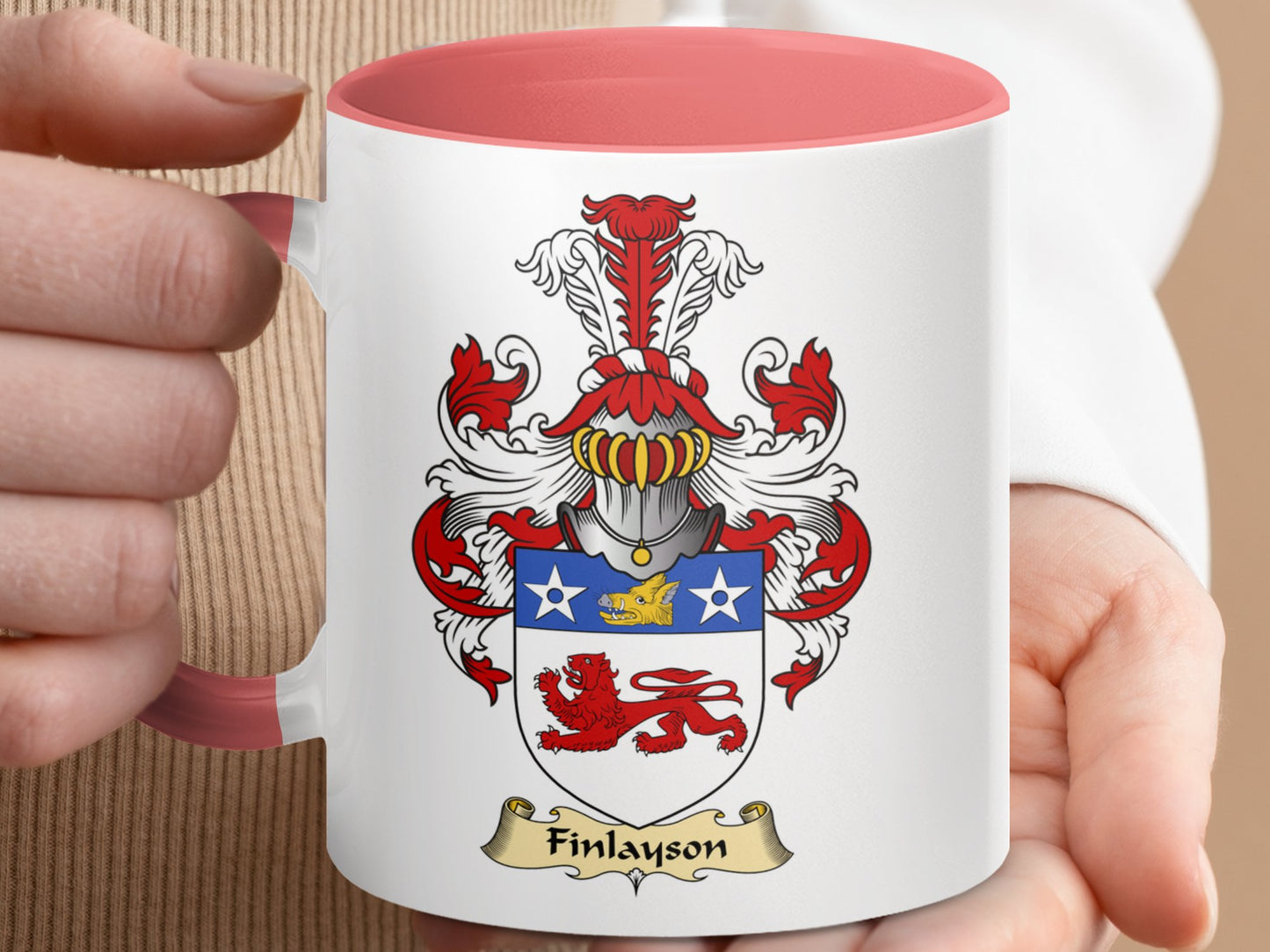 Clan Finlayson Scottish coat of arms emblem coffee mug - Living Stone Gifts