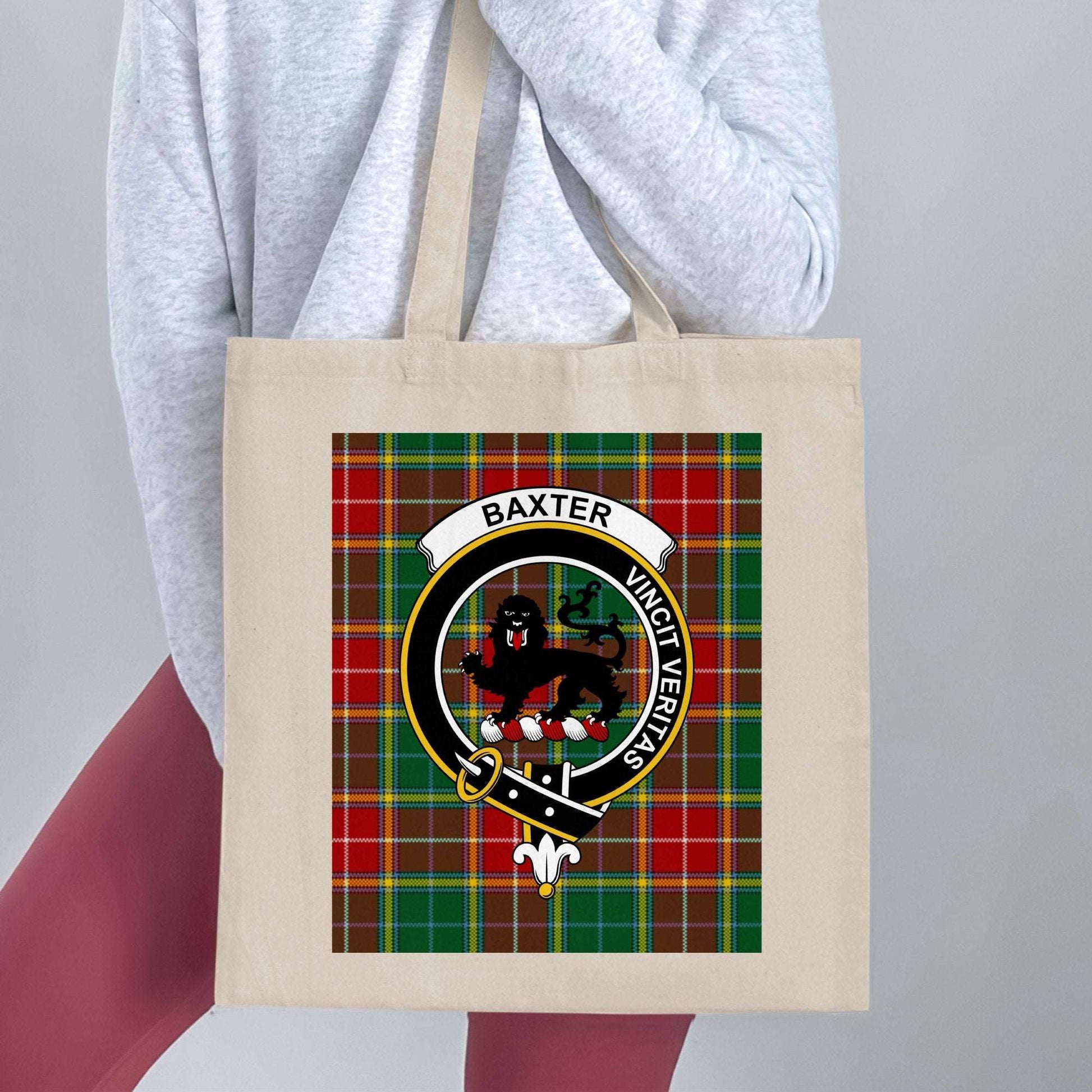 Baxter Scottish Clan Crested Tartan Background Tote Bag - Living Stone Gifts