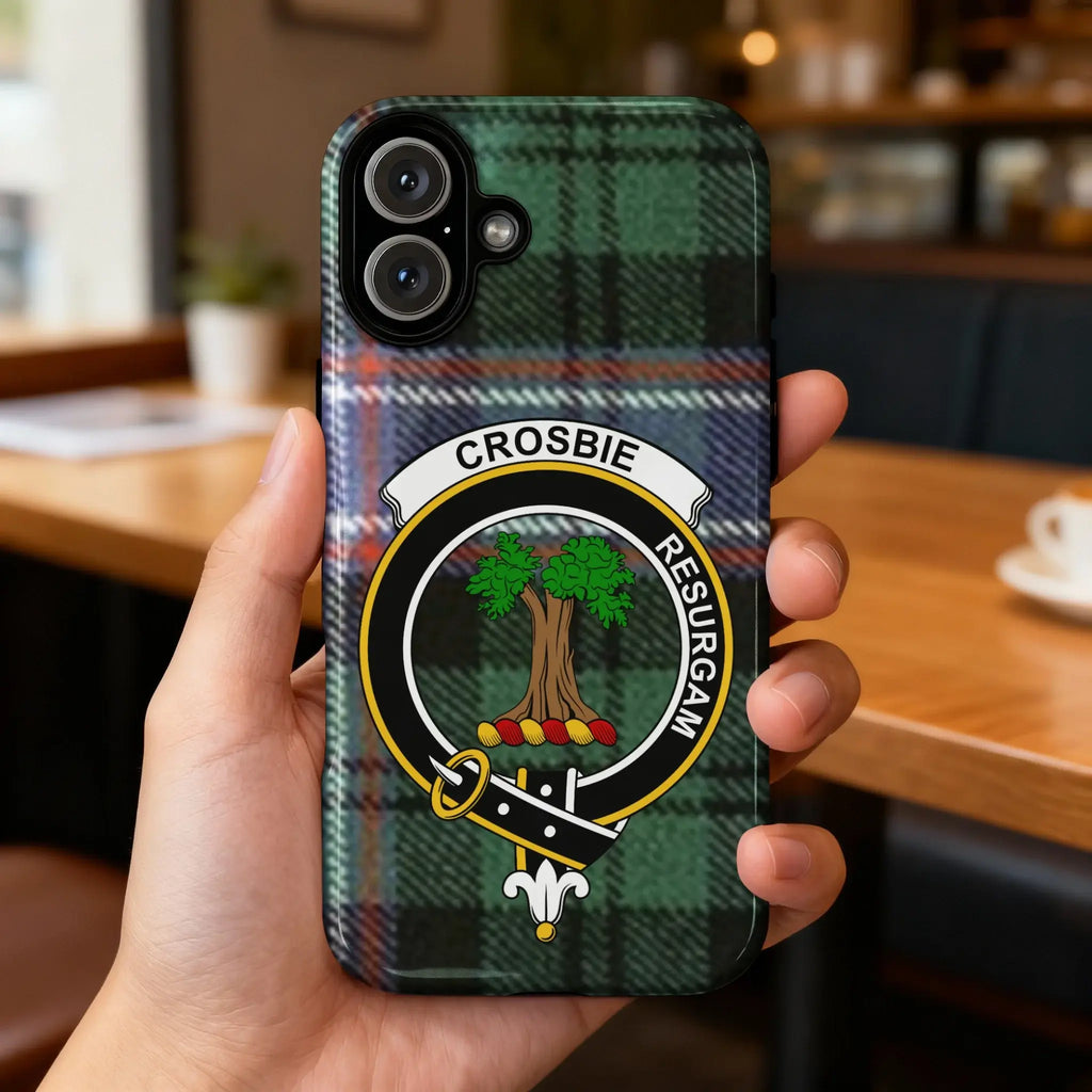 Crosbie Resurgam Plaid Phone Case with Coat of Arms