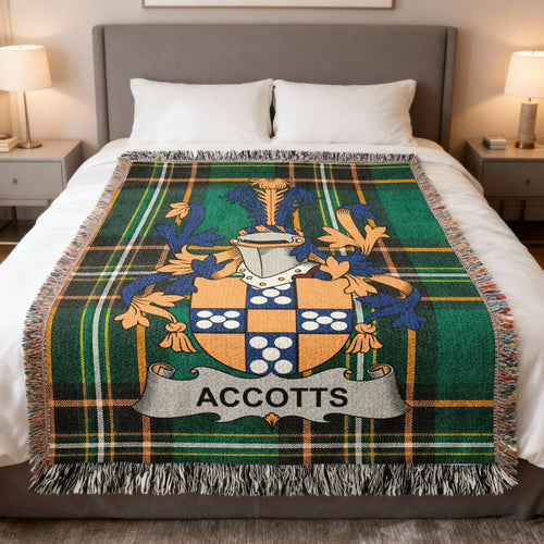 Accotts Irish heritage woven blanket with Irish National Tartan in premium cotton