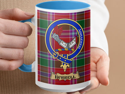 Burrell Tartan Pattern Family Crest Design Mug - Living Stone Gifts