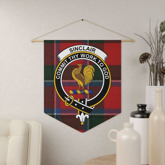 Sinclair Family Crest and Motto Wall Pennant - Celtic Ancestry Gifts