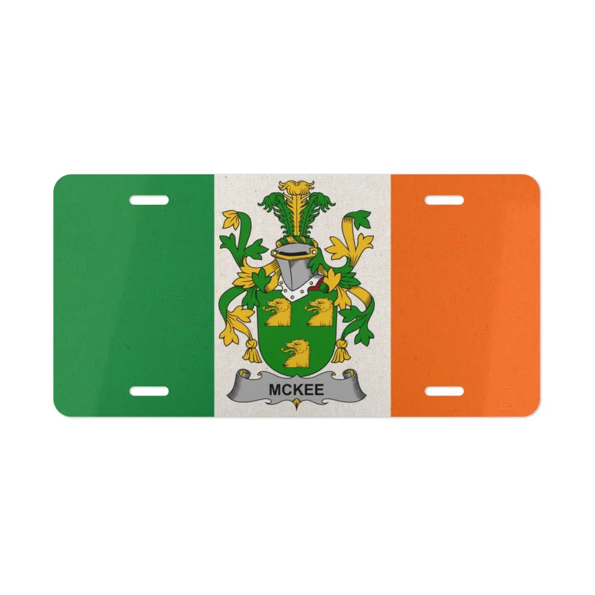 Irish Green White Orange Flag Crest License Plate product