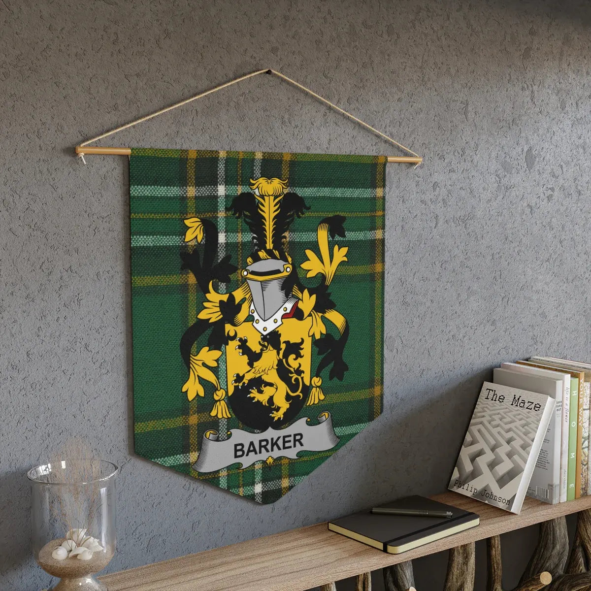 Custom Family Crest Plaid Tapestry Wall Hanging product